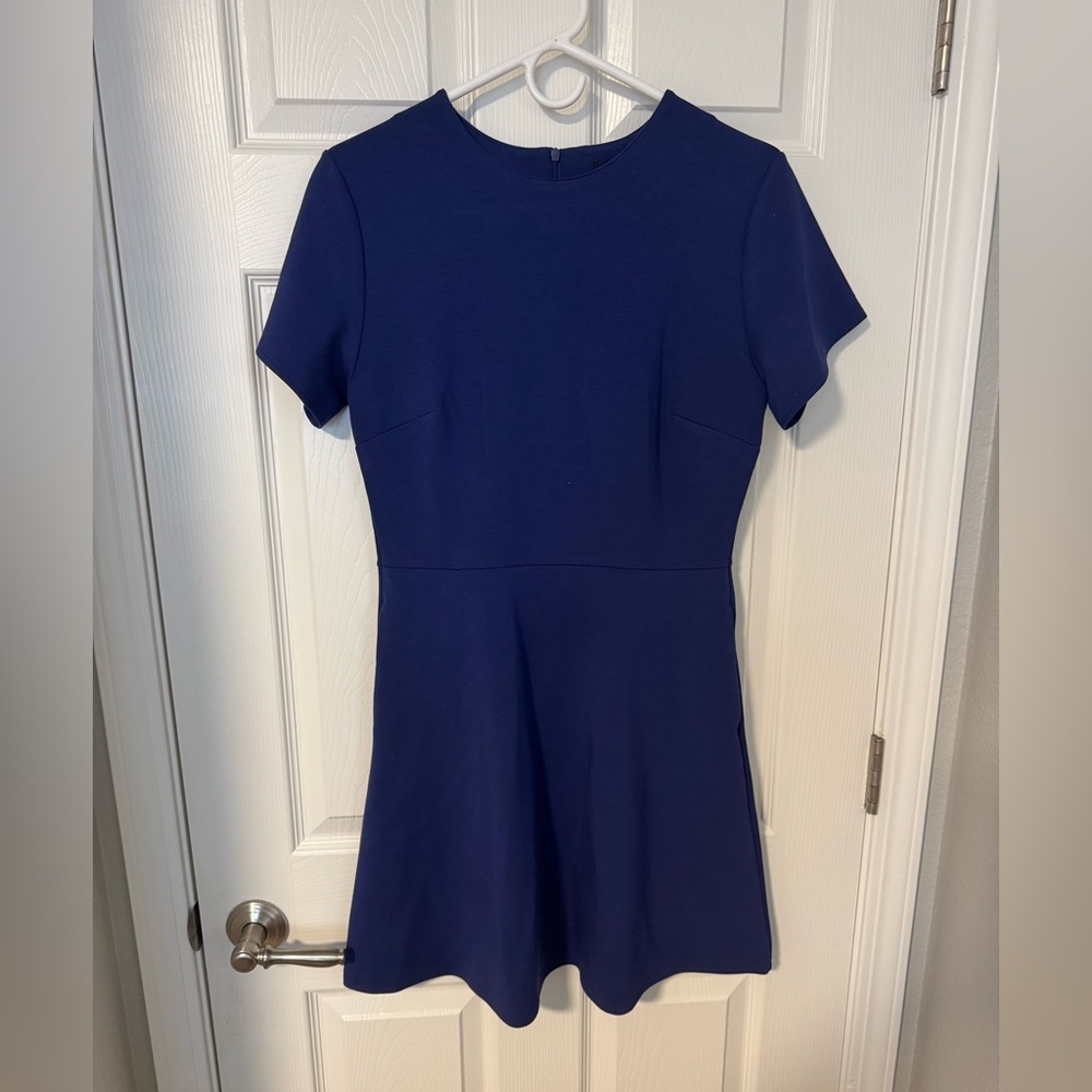 Uniqlo Blue A-Line Mini Dress Crew Neck Short Sleeve